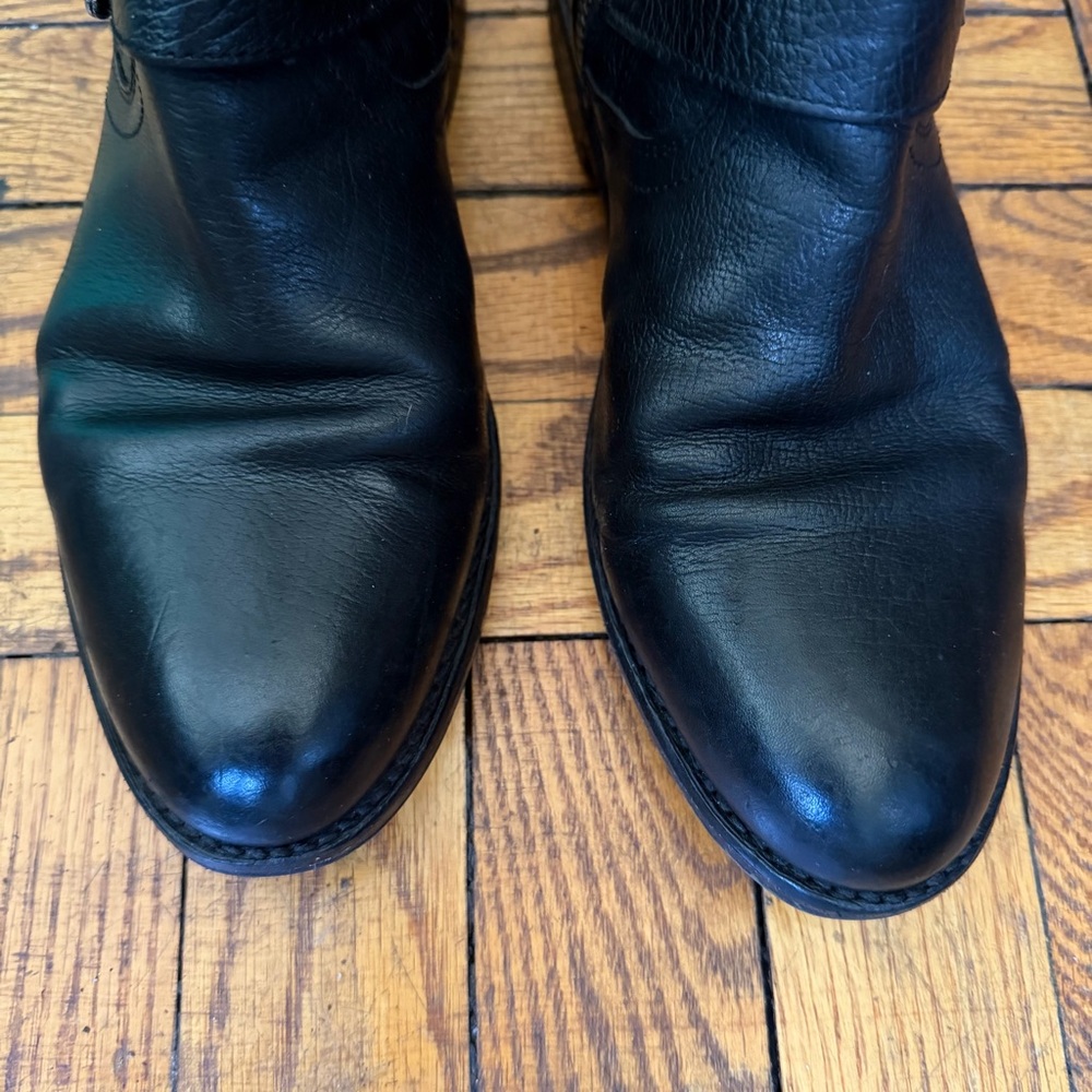 FRYE Moto Black Leather 3-Buckle Jayden Boots, Women 8 EUC - Picture 6 of 12